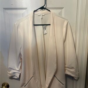 Maurices Cream Women's Blazer with Zipper Detail